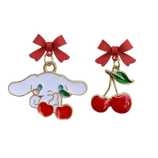 Cinnamoroll Earrings (Cherry Ribbon Studs)